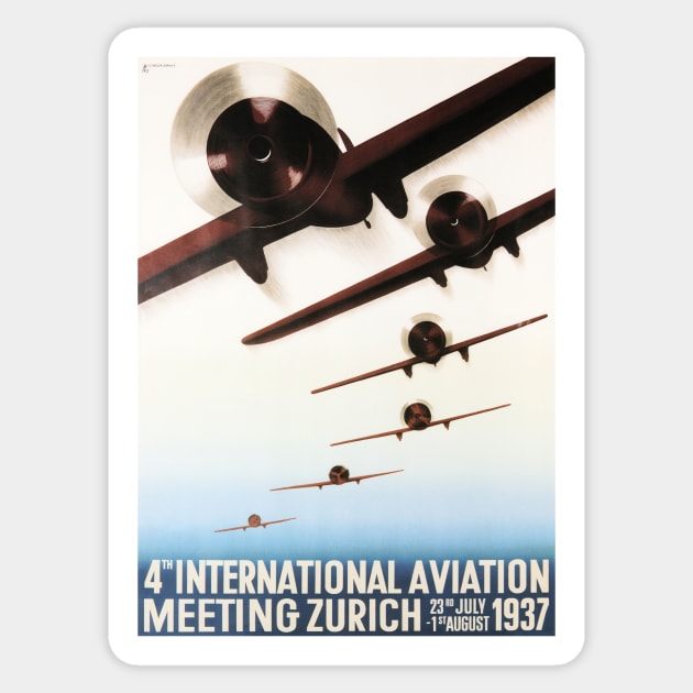 ZURICH International Aviation Meet Advertisement Vintage Airplane Sticker by vintageposters